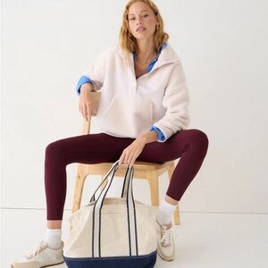 J. Crew Teddy Sherpa Button Front Sweatshirt cream Size Medium